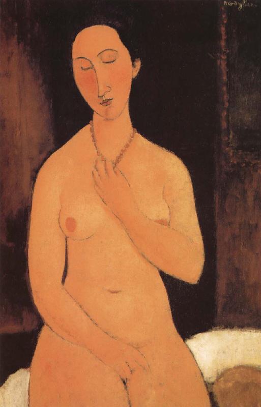 Amedeo Modigliani Seated unde with necklace Sweden oil painting art